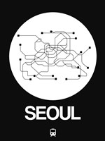 Seoul White Subway Map Fine Art Print