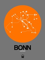 Bonn Orange Subway Map Fine Art Print