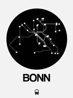 Bonn Black Subway Map Fine Art Print