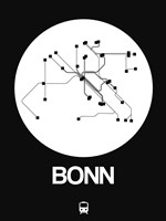 Bonn White Subway Map Fine Art Print
