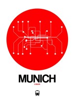 Munich Red Subway Map Fine Art Print