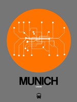 Munich Orange Subway Map Fine Art Print