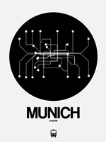 Munich Black Subway Map Fine Art Print