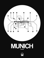 Munich White Subway Map Fine Art Print