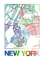 New York Watercolor Street Map Fine Art Print