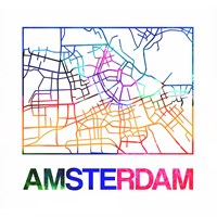 Amsterdam Watercolor Street Map Fine Art Print
