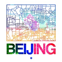 Beijing Watercolor Street Map Fine Art Print