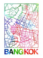 Bangkok Watercolor Street Map Fine Art Print
