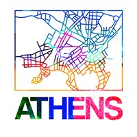 Athens Watercolor Street Map Fine Art Print