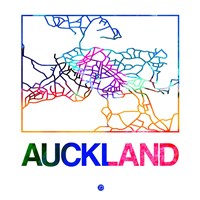 Auckland Watercolor Street Map Fine Art Print
