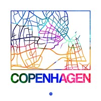 Copenhagen Watercolor Street Map Fine Art Print