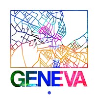 Geneva Watercolor Street Map Fine Art Print
