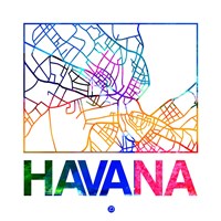 Havana Watercolor Street Map Fine Art Print