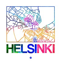 Helsinki Watercolor Street Map Fine Art Print