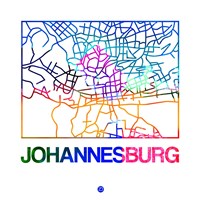 Johannesburg Watercolor Street Map Fine Art Print