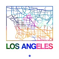 Los Angeles Watercolor Street Map Fine Art Print