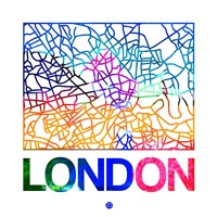 London Watercolor Street Map Fine Art Print