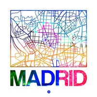 Madrid Watercolor Street Map Fine Art Print