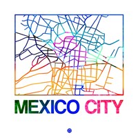 Mexico City Watercolor Street Map Fine Art Print