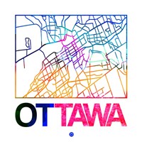 Ottawa Watercolor Street Map Fine Art Print