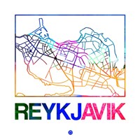 Reykjavik Watercolor Street Map Fine Art Print