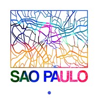 Sao Paulo Watercolor Street Map Fine Art Print