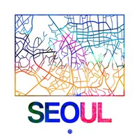 Seoul Watercolor Street Map Fine Art Print