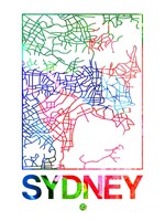 Sydney Watercolor Street Map Fine Art Print