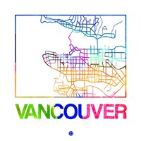 Vancouver Watercolor Street Map Fine Art Print