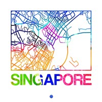 Singapore Watercolor Street Map Fine Art Print