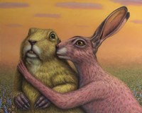 Prairie Dog and Rabbit Couple Fine Art Print