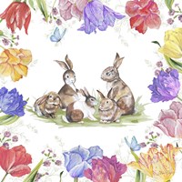 Bunnies In The Tulips-A Fine Art Print