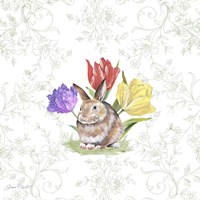 Bunnies In The Tulips-E Framed Print