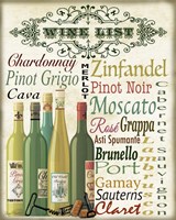 Wine List Framed Print