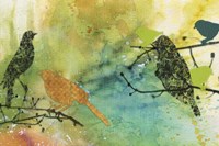 Birds On Watercolor  -  A Fine Art Print