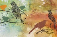 Birds On Watercolor  -  B Fine Art Print