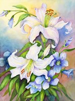 Lilies and Prairie Gentian Fine Art Print