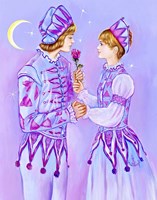 Harlequin Giving A Rose Fine Art Print