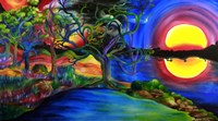 Colorful Psychedelic Rainbow Lake Art Fine Art Print
