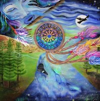 Tribal Dream Catcher Wolf Fine Art Print