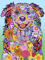 Flowers Australian Shepherd Fine Art Print