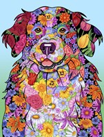 Flowers Bernese Mtn Dog Fine Art Print