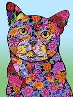 Flowers Black Cat Fine Art Print