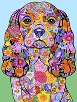 Flowers Cavalier King Chas Fine Art Print
