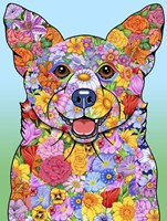 Flowers Corgi Fine Art Print