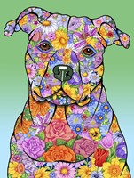 Flowers Pitbull Fine Art Print