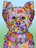 Flowers Yorkie Puppycut Fine Art Print