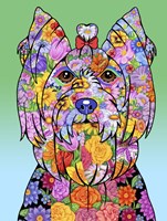 Flowers Yorkie Showcut Fine Art Print