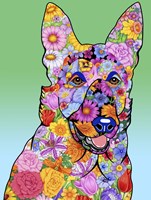 Flowers German Shepherd Fine Art Print