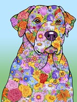 Flowers Yellow Lab Fine Art Print